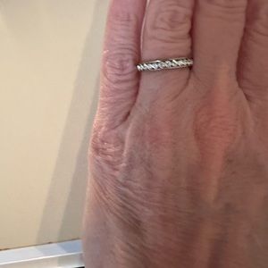 Cubic zirconia band silver. Size 5